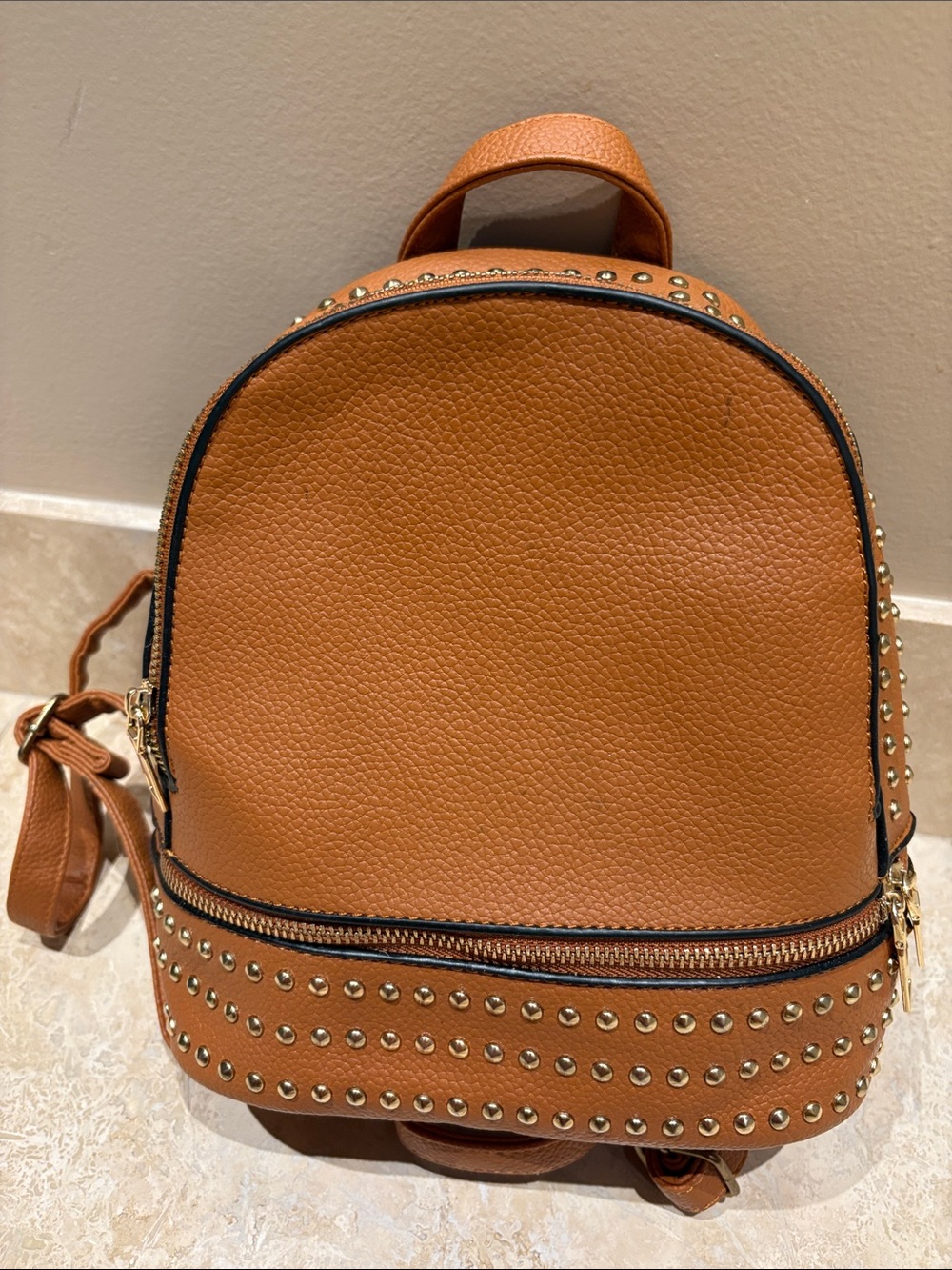 Women's Studded Mini Backpack - Tan